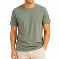 T-shirt uomo M verde salvia in tessuto a maglia fine - girocollo casual a maniche corte