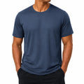 T-shirt sportiva uomo M in tessuto sintetico blu navy a maniche corte
