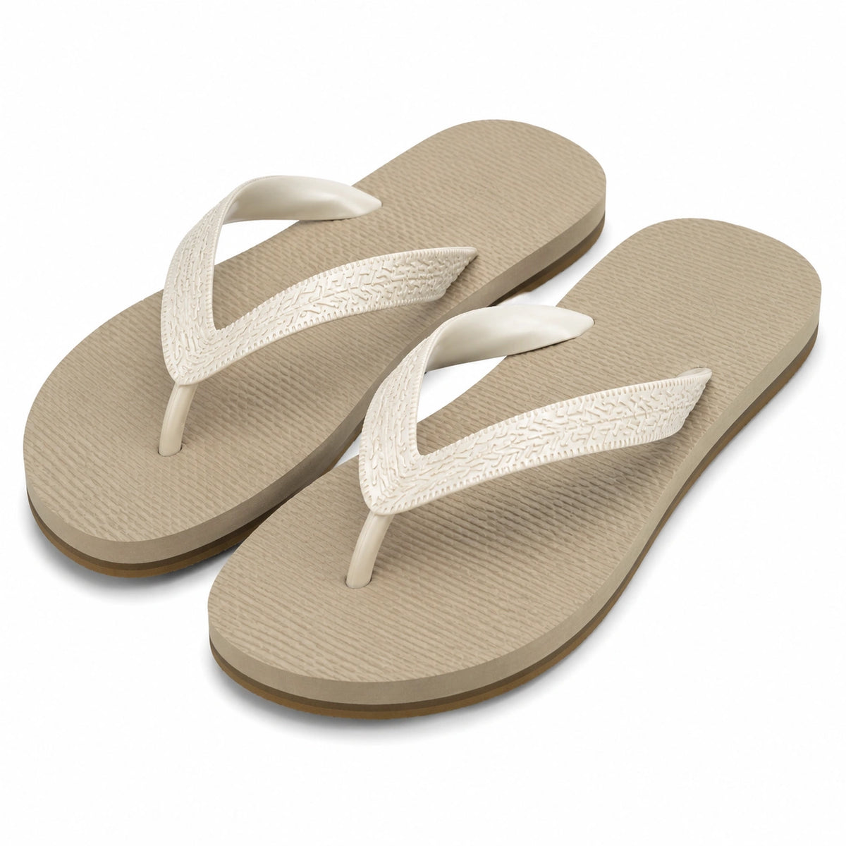 Infradito 40/41 in materiale sintetico beige e bianco per spiaggia - suola testurizzata