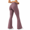 Leggings donna taglia S in tessuto elasticizzato malva a vita alta svasati per fitness