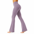 Leggings donna S in tessuto elasticizzato lilla a vita alta svasati per yoga