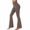 Leggings donna taglia M a vita alta marrone con gamba svasata