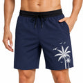 Costume da bagno uomo M in tessuto sintetico blu navy con stampa palme - pantaloncino mare con tasche